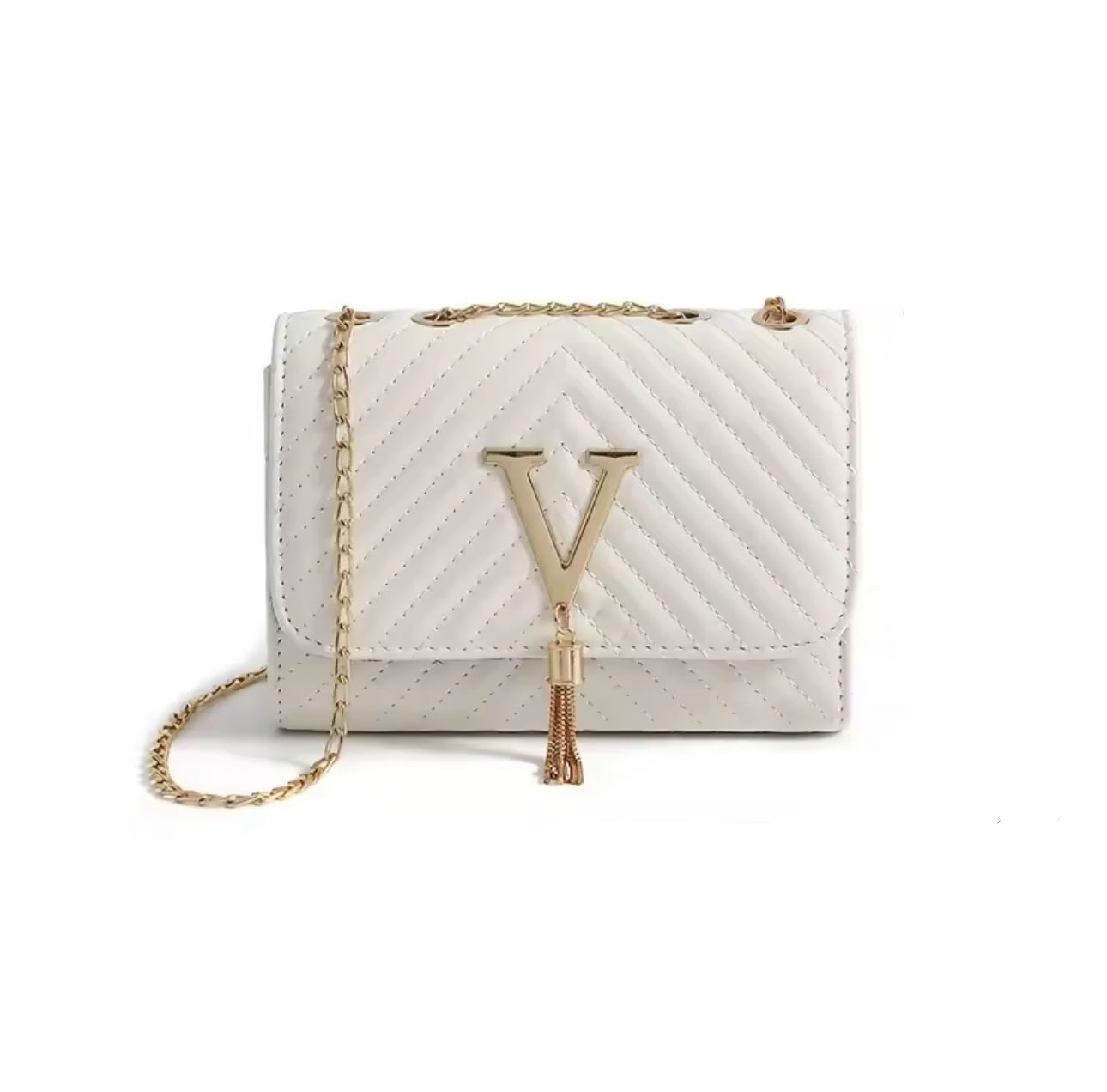 White chain shoulder bag