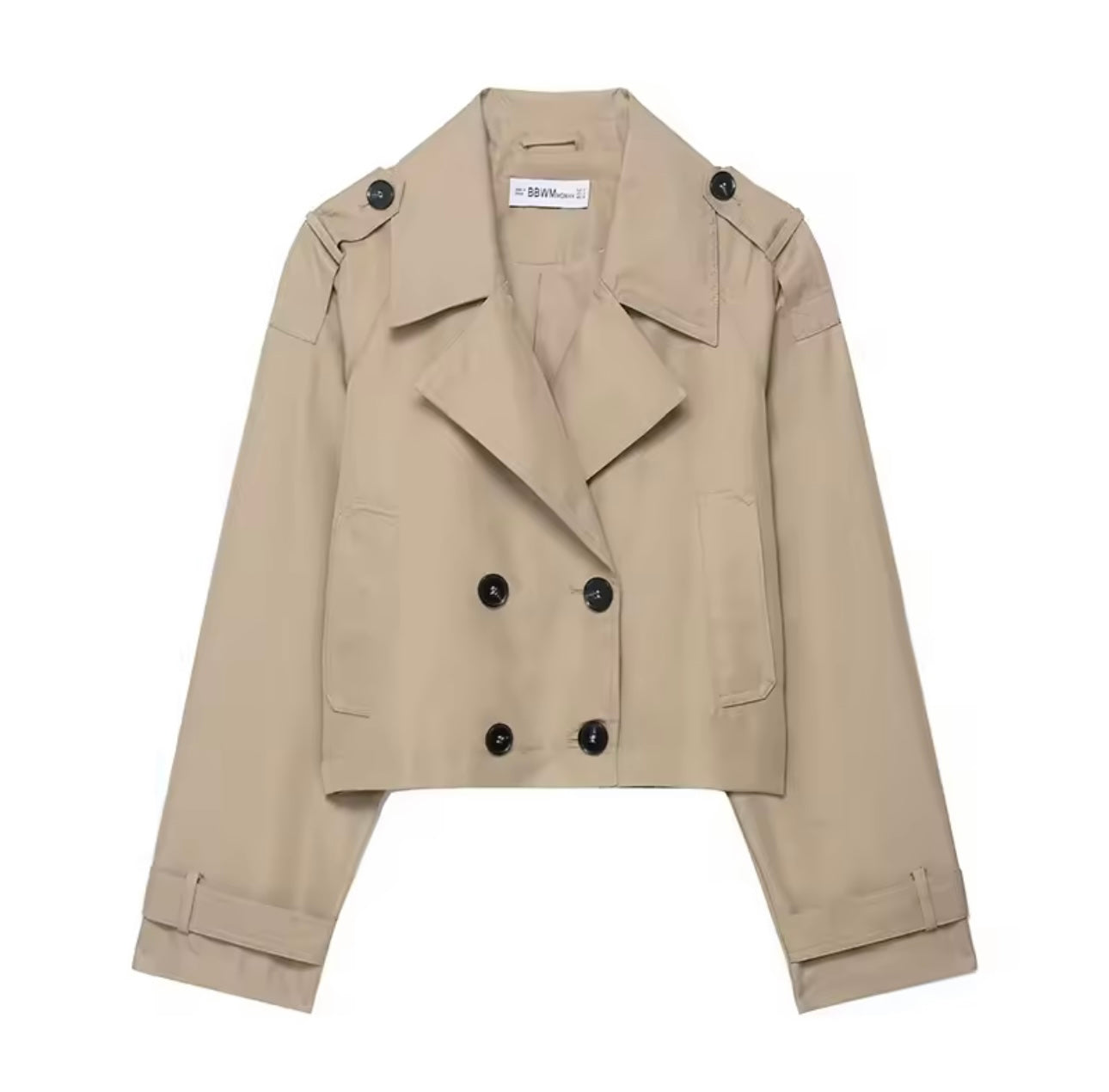 Beige buttoned cropped trench