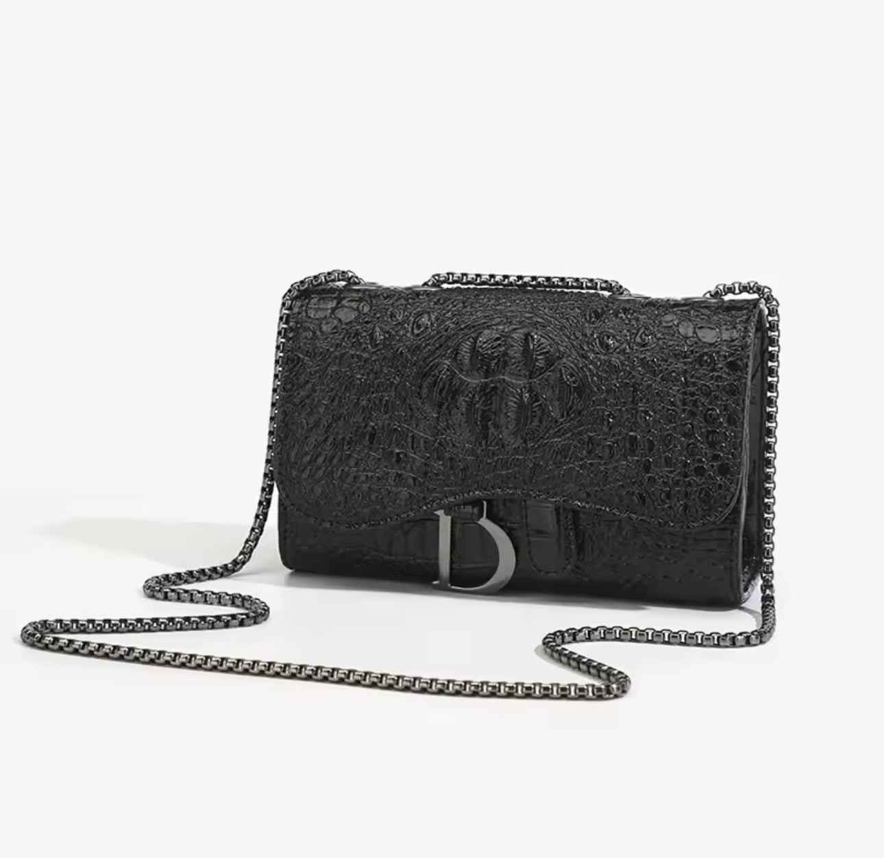 Scaled shoulder bag - black
