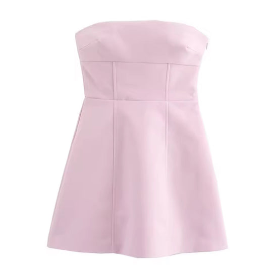 Blush Pink Strapless Bow Dress