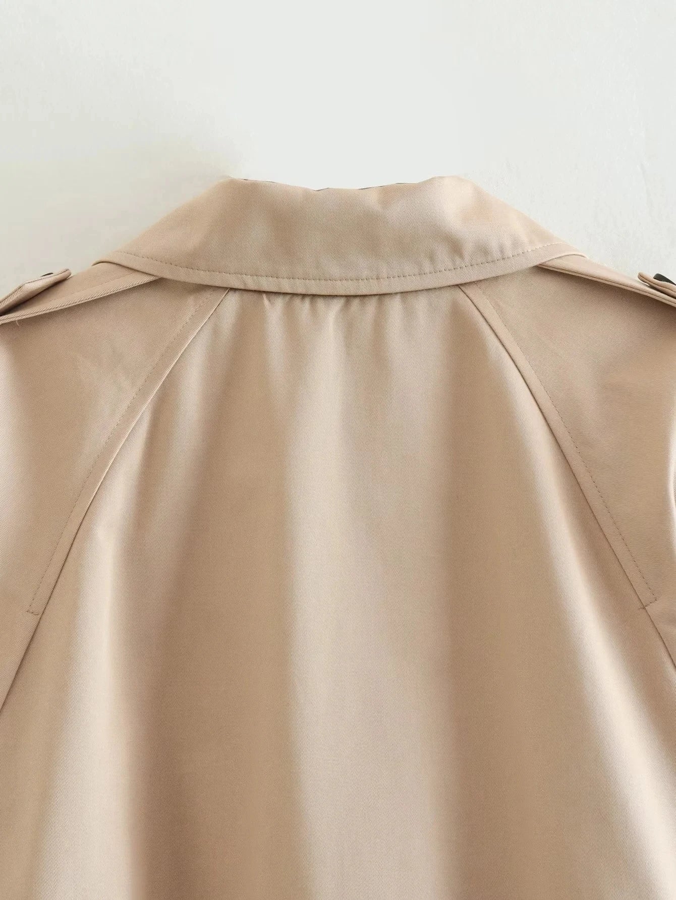 Cropped Belted Trench Jacket in Classic Beige