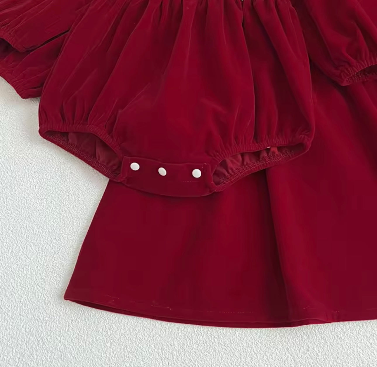 Velvet Smocked Peter Pan Collar Romper – Deep Ruby