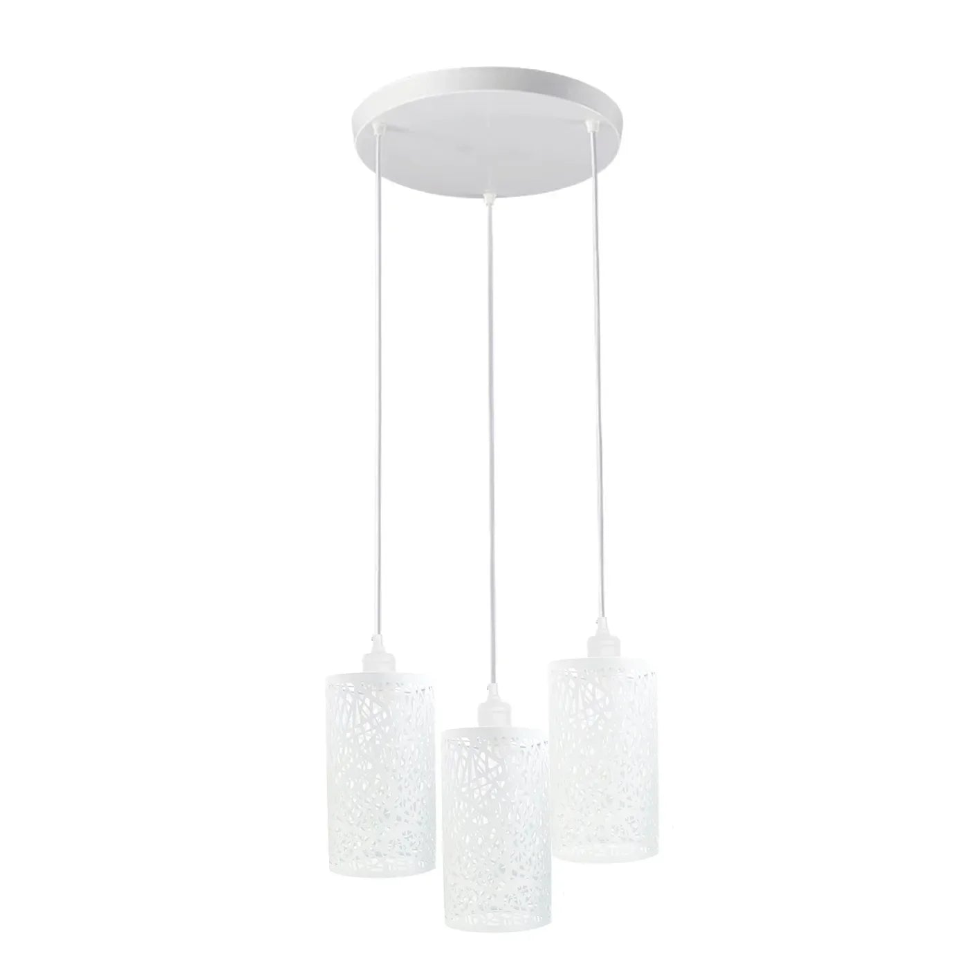 Industrial Retro 3 Way Round Metal White Ceiling Pendant Lamp ~4318