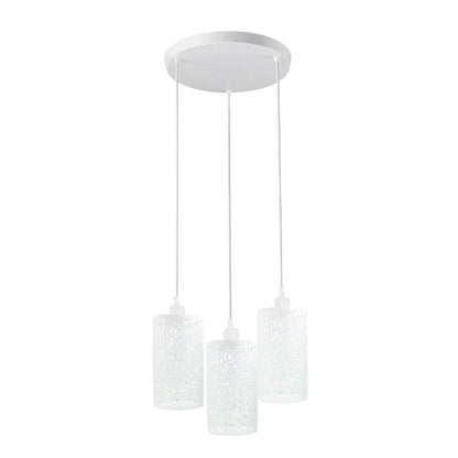 Industrial Retro 3 Way Round Metal White Ceiling Pendant Lamp ~4318
