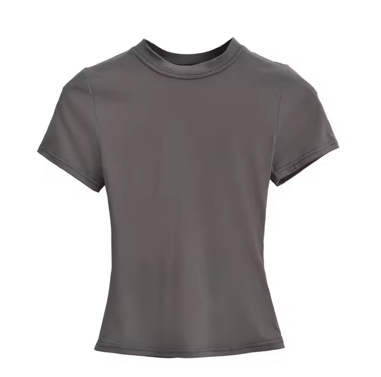 Dark Grey Fitted Crew Neck T-Shirt