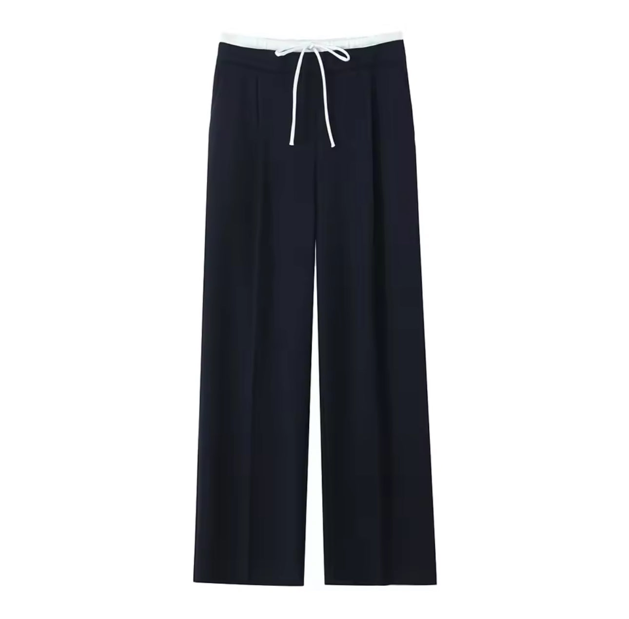 Navy Blue Wide-Leg Trousers