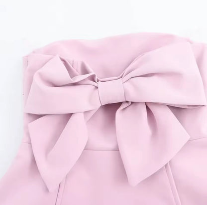 Blush Pink Strapless Bow Dress