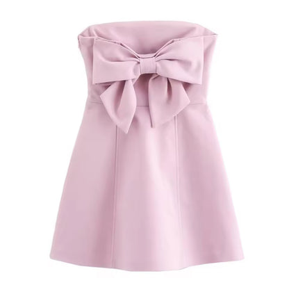 Blush Pink Strapless Bow Dress