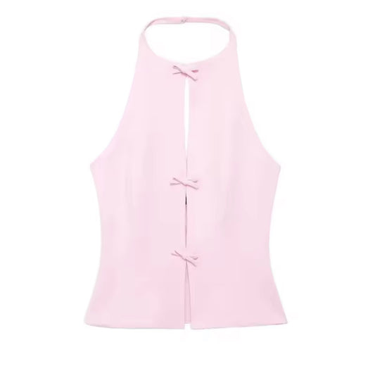 Off-Shoulder Halter Bow Crop Top