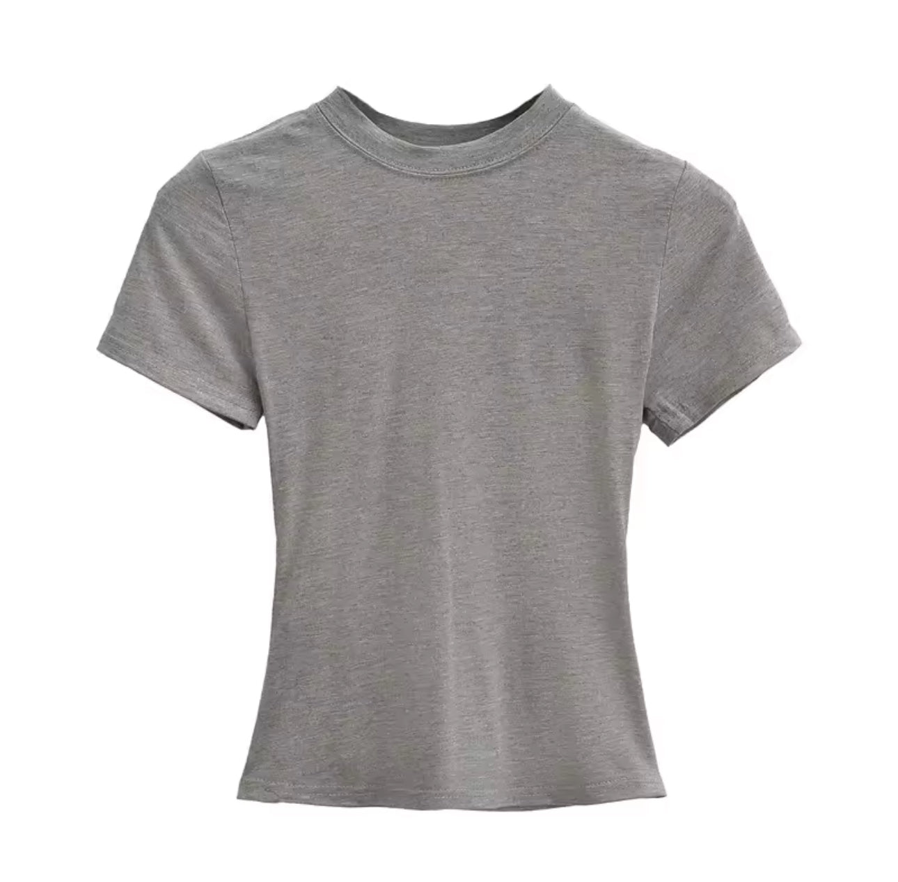 Light Grey Fitted Crew Neck T-Shirt