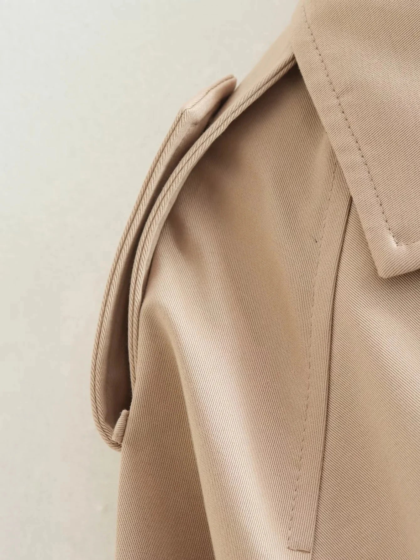 Cropped Belted Trench Jacket in Classic Beige