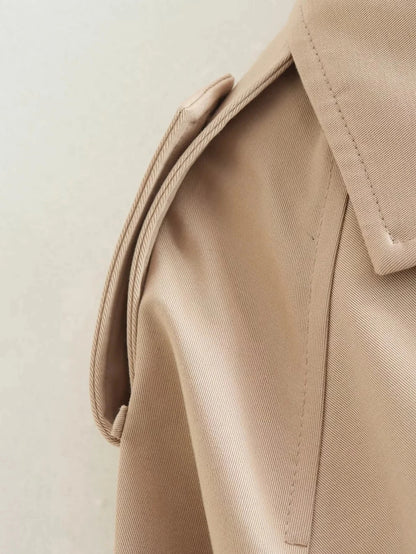 Cropped Belted Trench Jacket in Classic Beige