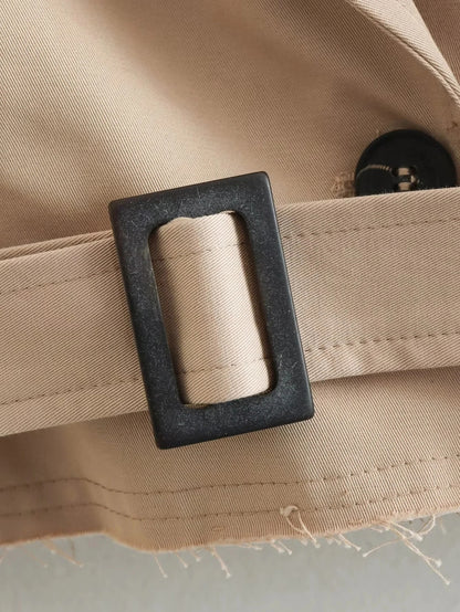 Cropped Belted Trench Jacket in Classic Beige
