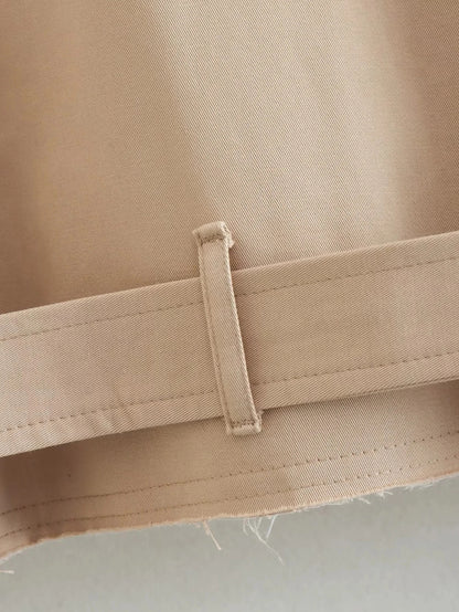 Cropped Belted Trench Jacket in Classic Beige