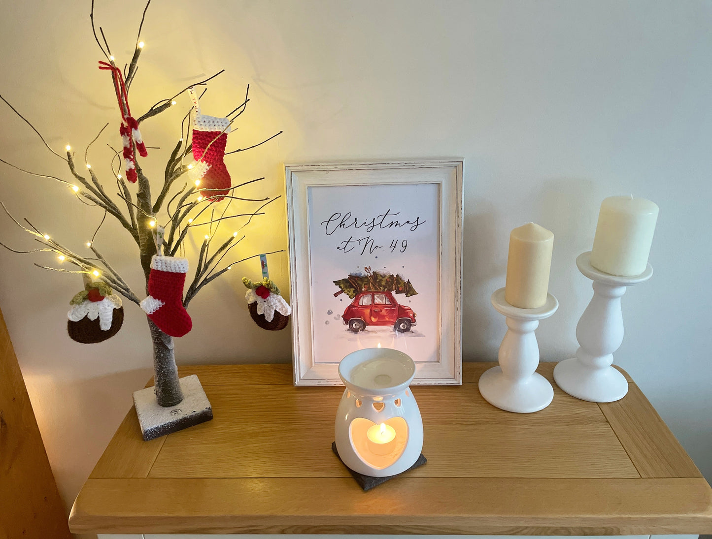 Personalised Christmas At The Surname OR House Number Car Winter Christmas Seasonal Wall Home Decor Print